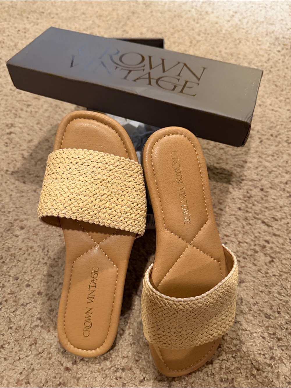 Crown Vintage Beige Woven Slide Sandals